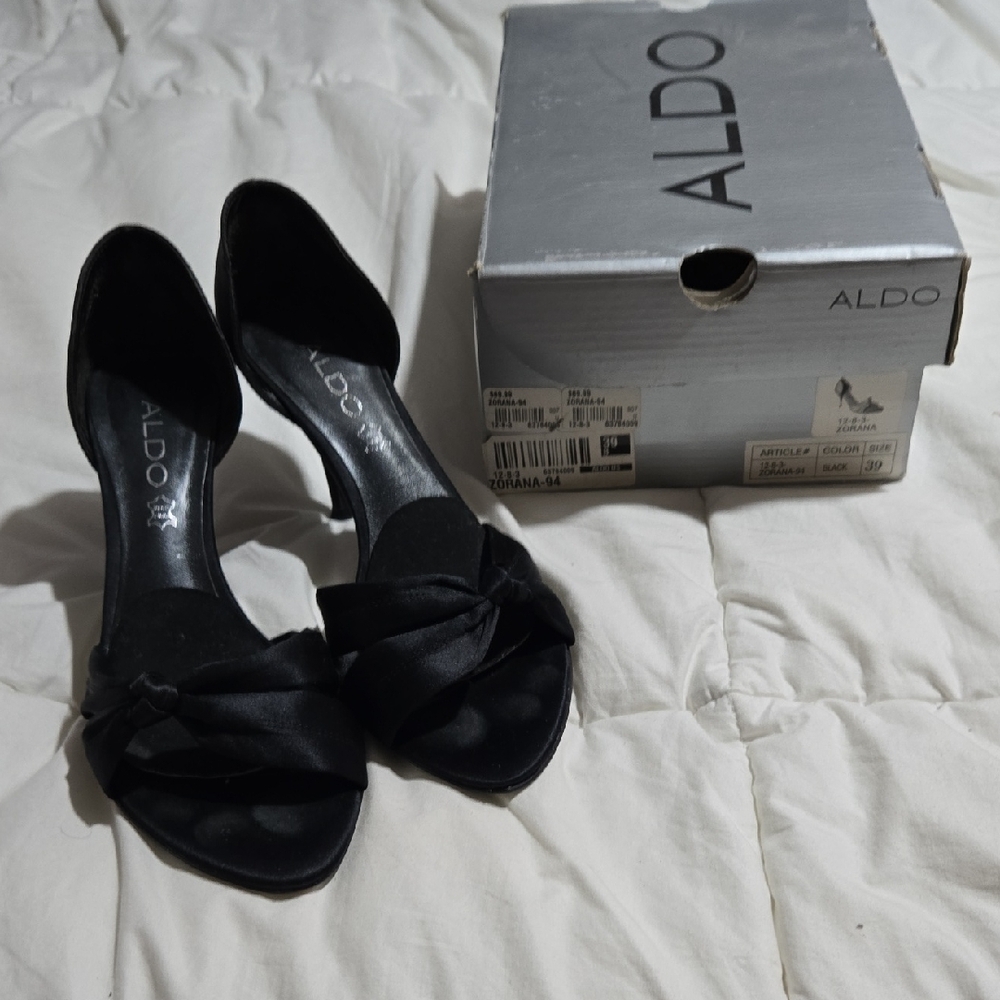 Aldo Black Stiletto Heels with Bow Detail